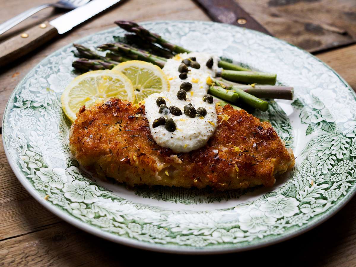 Recept kruidenschnitzel met citroenroomsaus